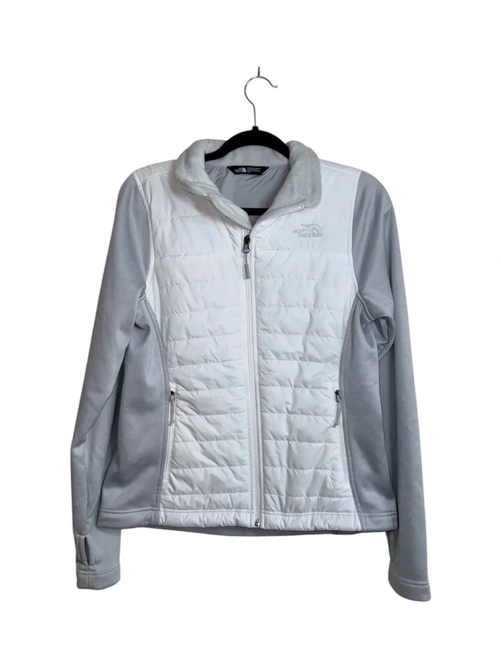 The North Face Mashup Insulated Jacket White Gray Full Zip Puffer Medium Women’s